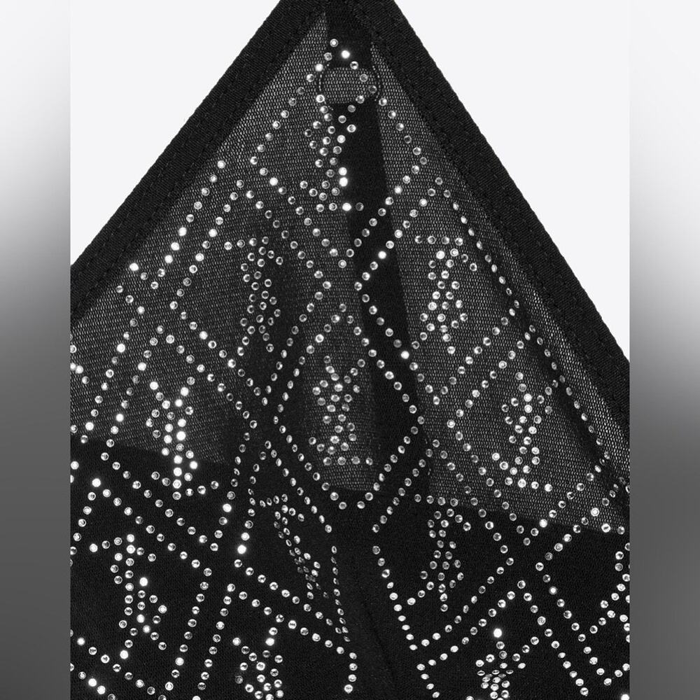 NWT Saint Laurent Cassandre Rhinestone Bralette Black XS NWT Crystal Logo - Picture 4 of 15